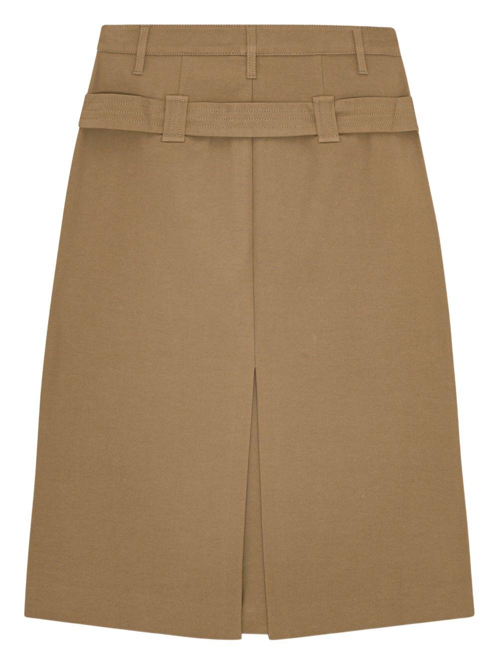 GANNI Gonna midi utilitarian in cotone color cammello 