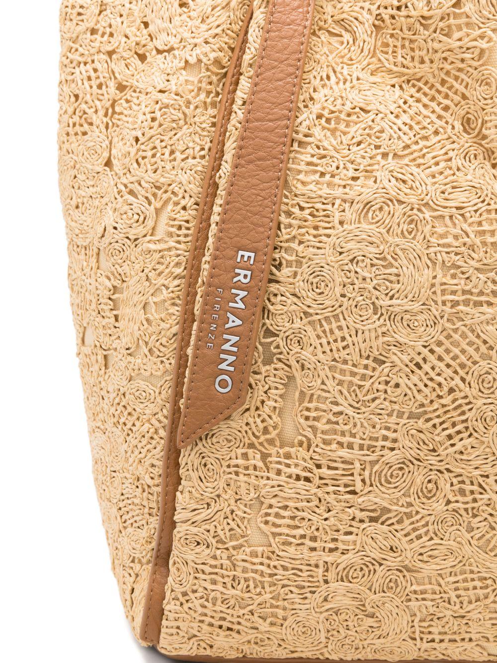 ERMANNO FIRENZE Borsa shopping in rafia con logo 