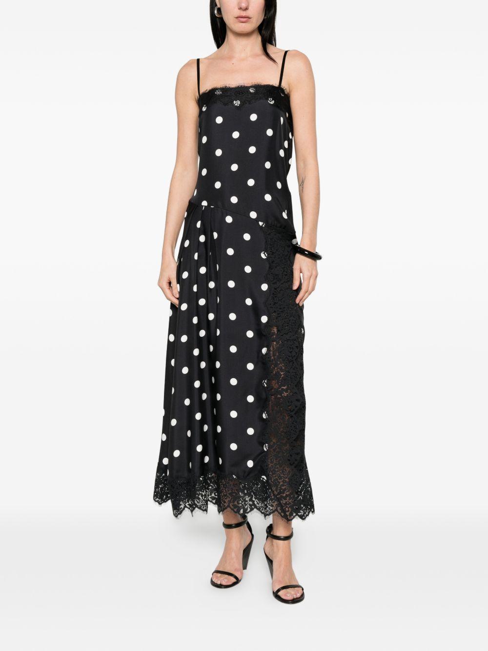 SPORTMAX Abito midi Capo in seta a pois nero 