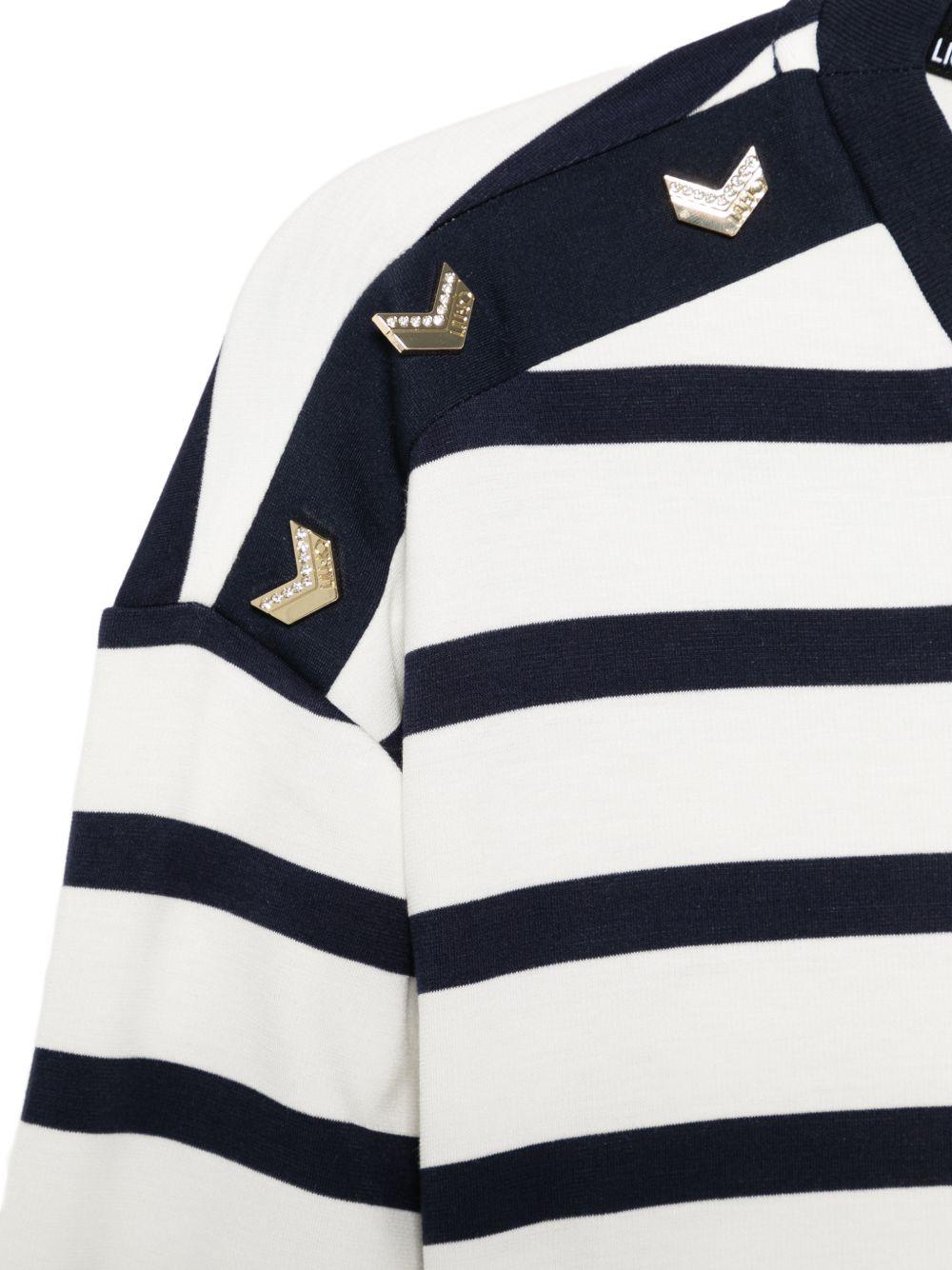 LIUJO Maglia girocollo bianca a righe blu 
