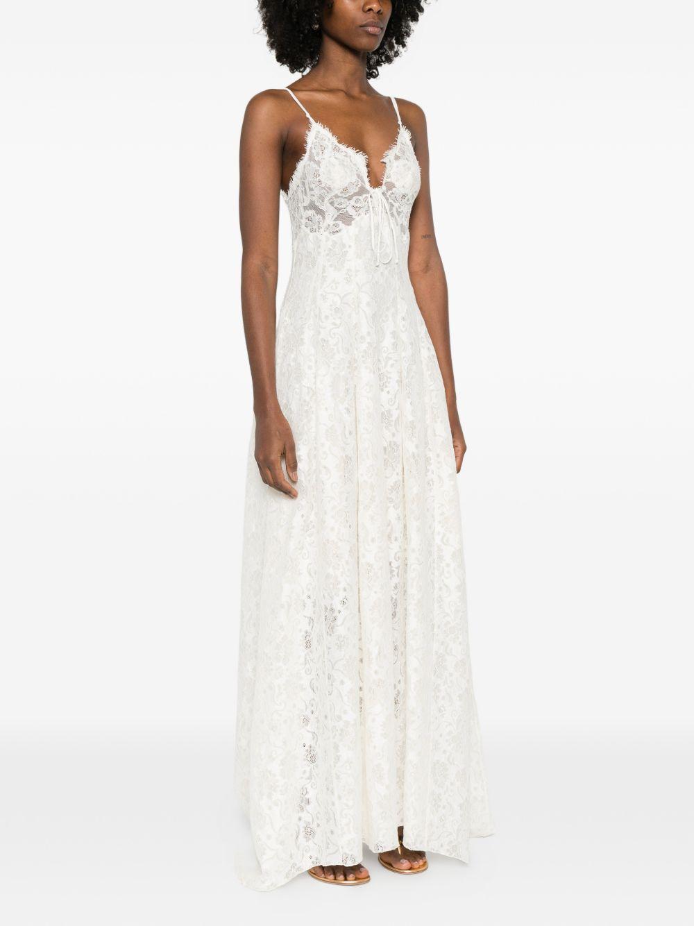 ERMANNO SCERVINO Abito in pizzo con scollo a V in cotone avorio 