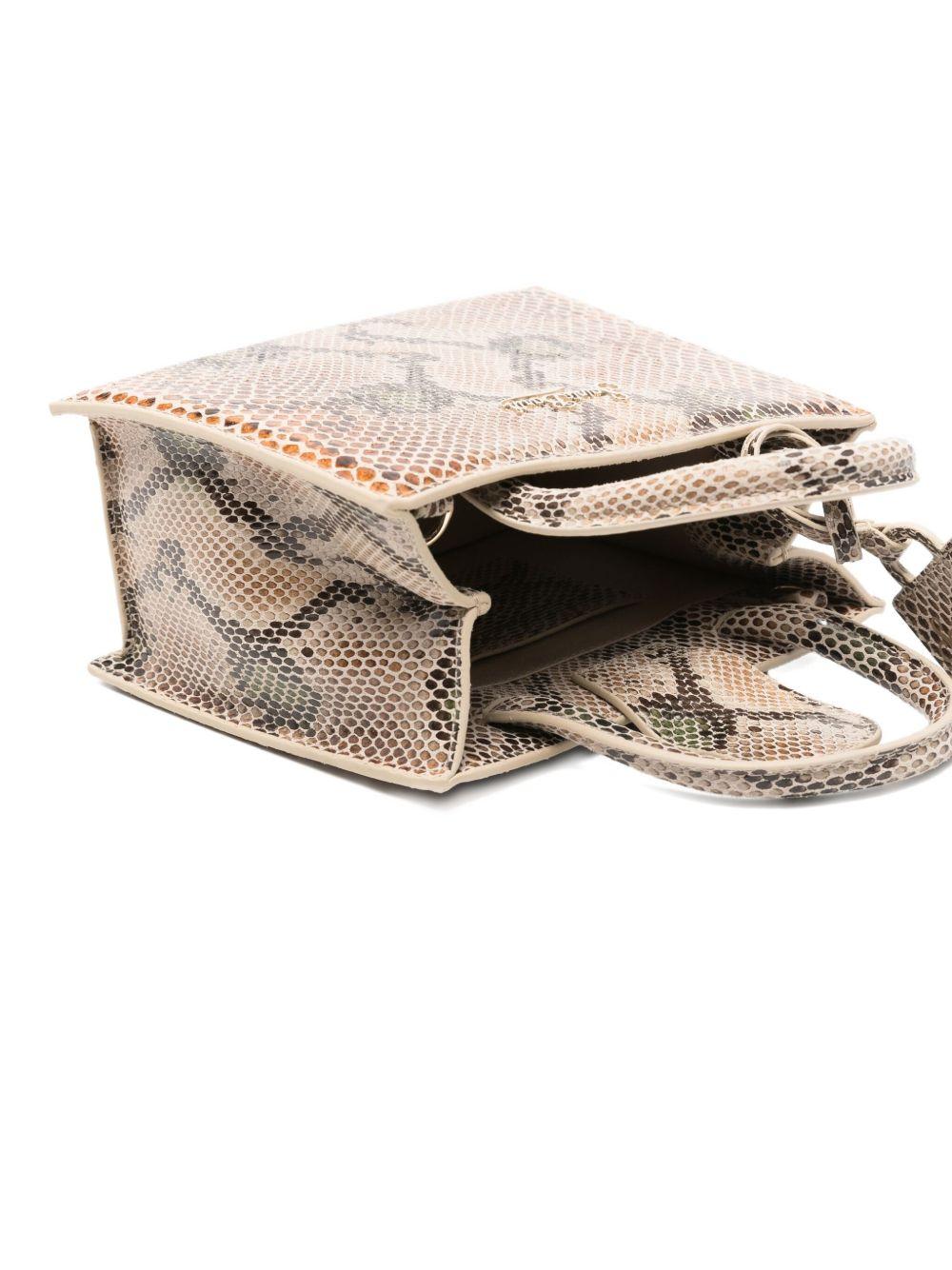 MC2 SAINT BARTH Beige snakeskin-effect Shop Bag Mini 