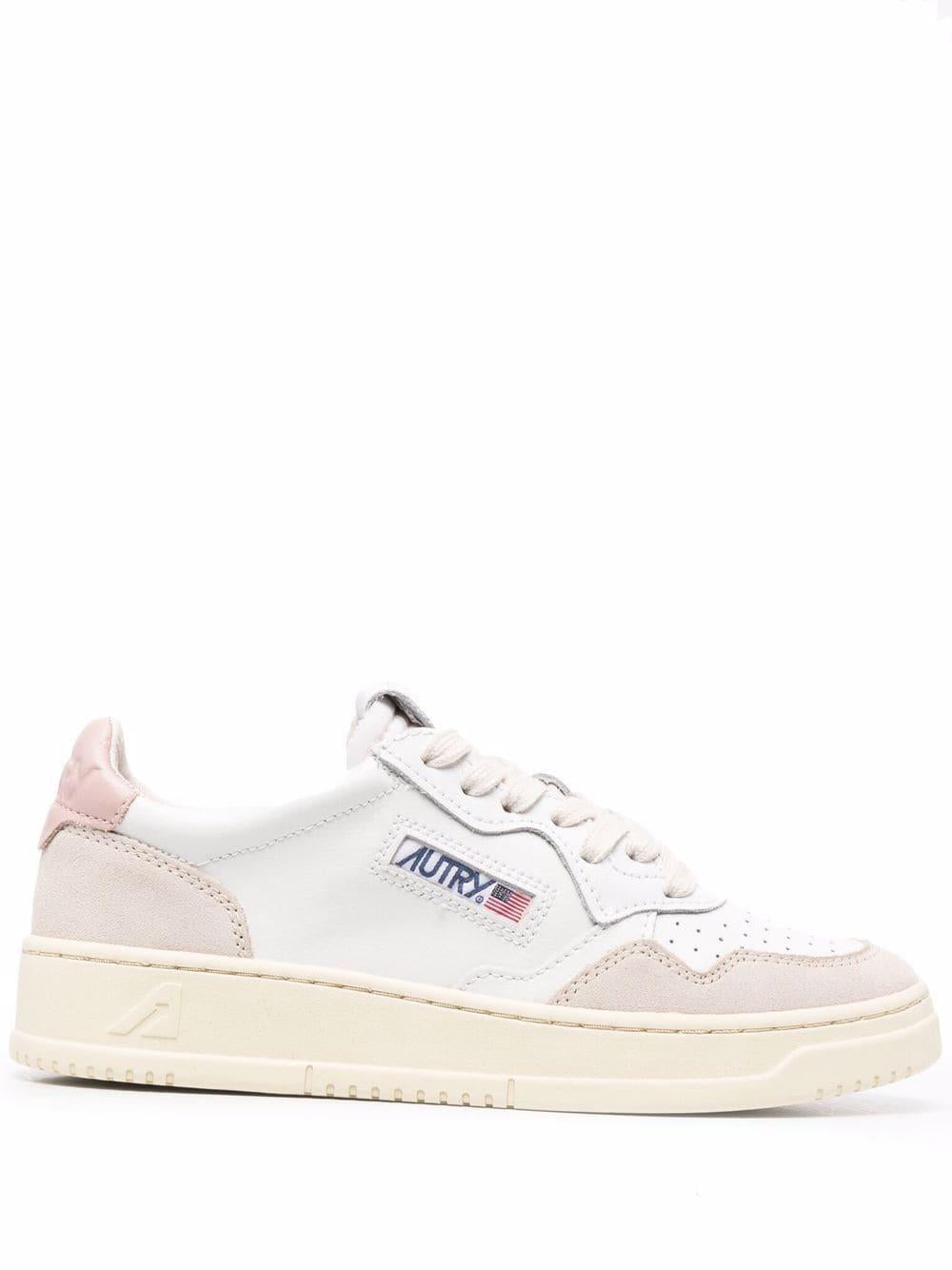 AUTRY Sneakers 'Medalist' in pelle di vitello bianca e rosa 