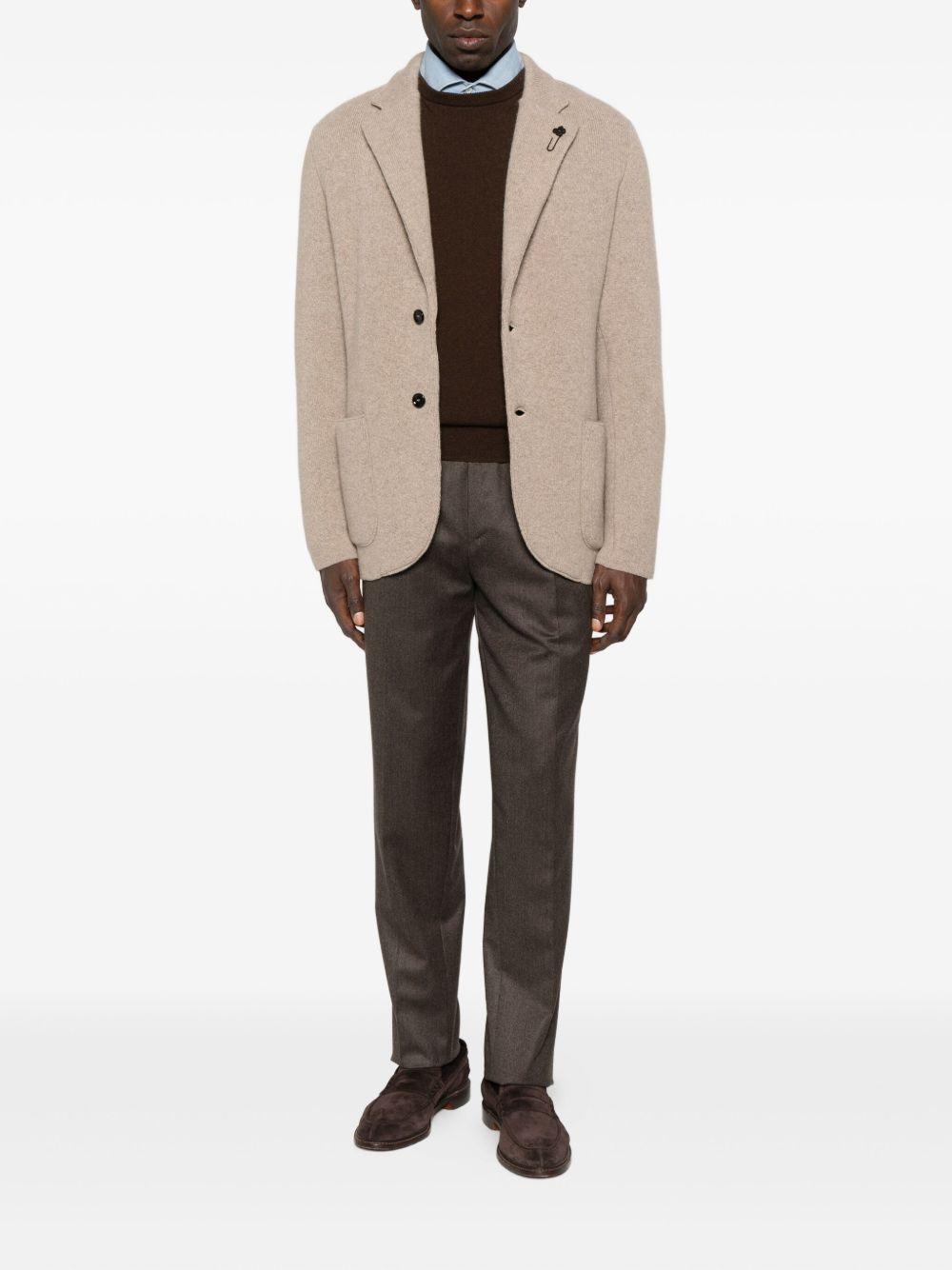 LARDINI Blazer monopetto beige in cashmere 