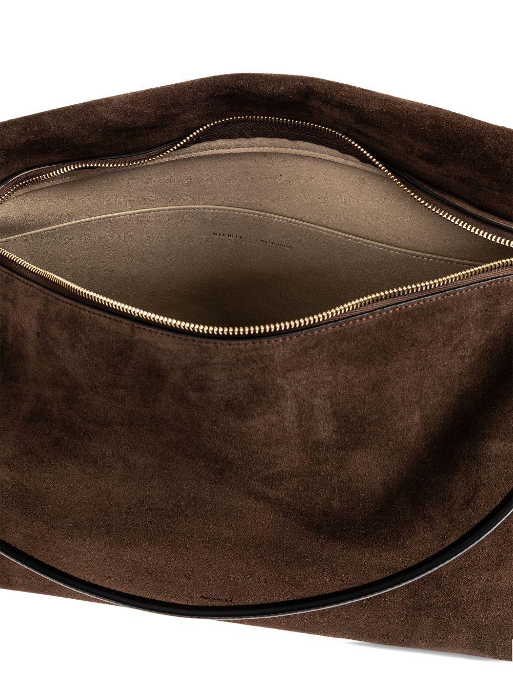 WANDLER Borsa a spalla Penelope in suede marrone 