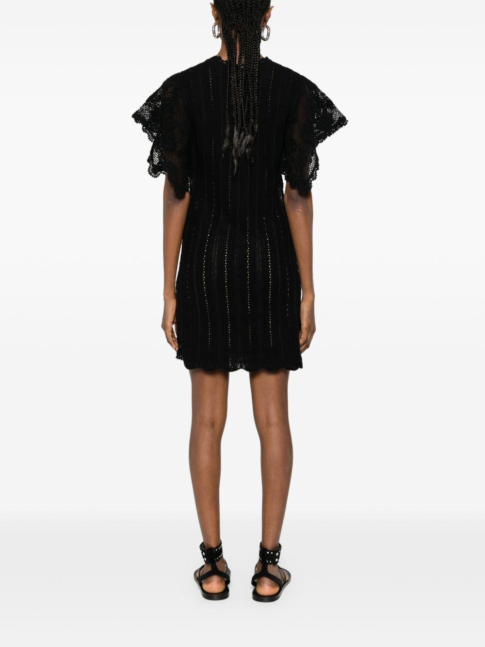 TWINSET Abito corto nero in pizzo con sottoveste 