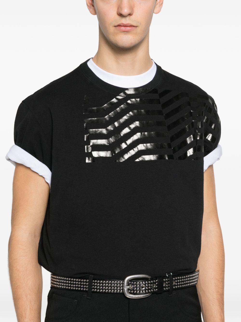 GOLDEN GOOSE T-shirt nera in cotone 
