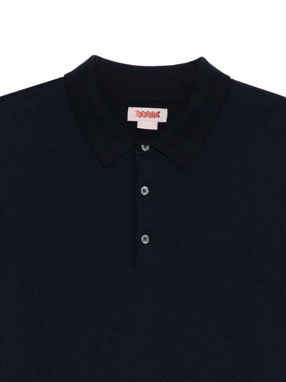 BARACUTA Polo in cotone blu con bottoni 
