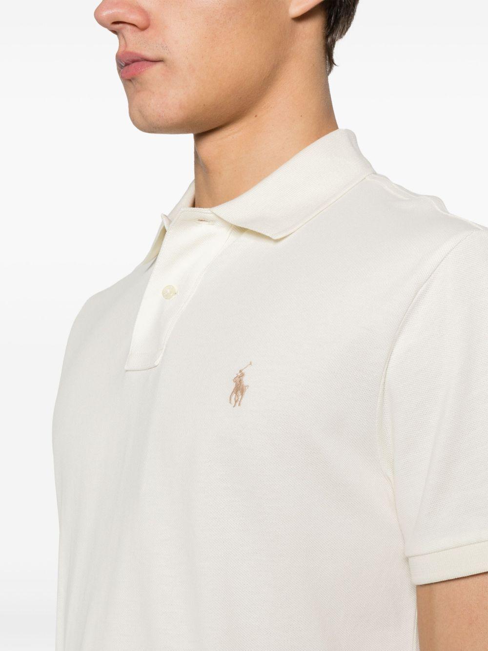 POLO RALPH LAUREN Polo in cotone beige con cavallino ricamato 