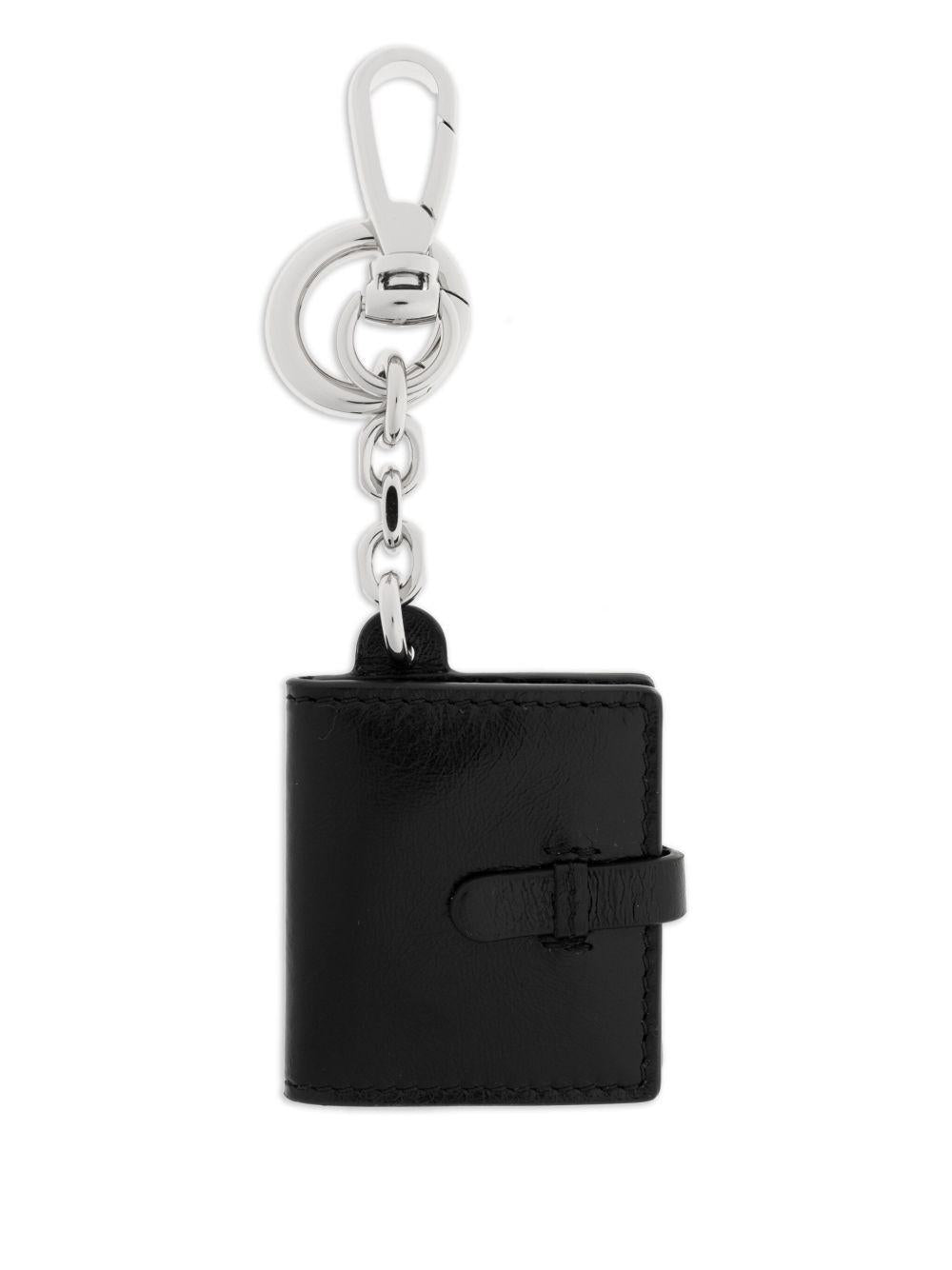 MAISON MARGIELA Portachiavi in pelle nero 