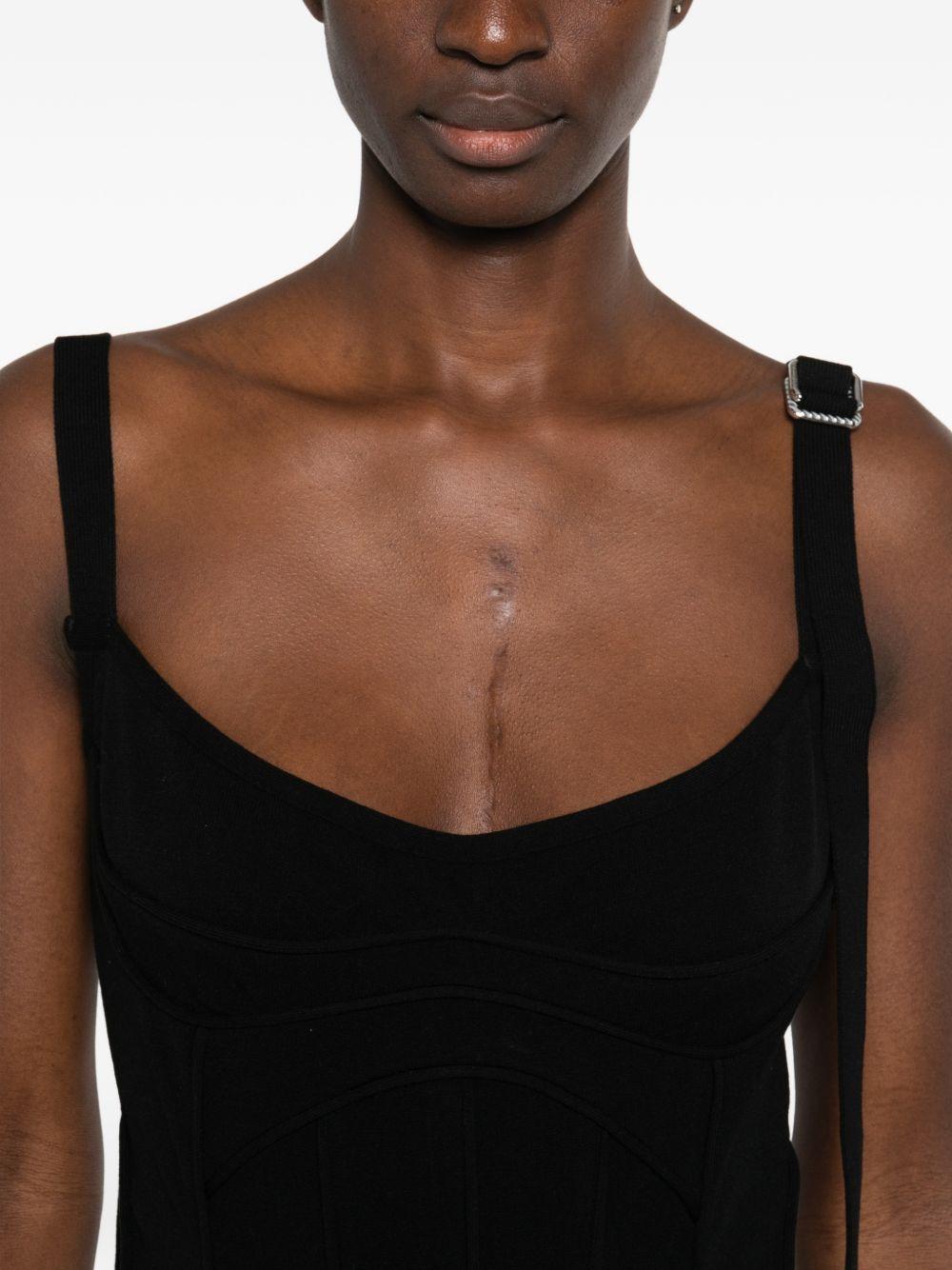 THE ATTICO Abito midi nero aderente con spacco 