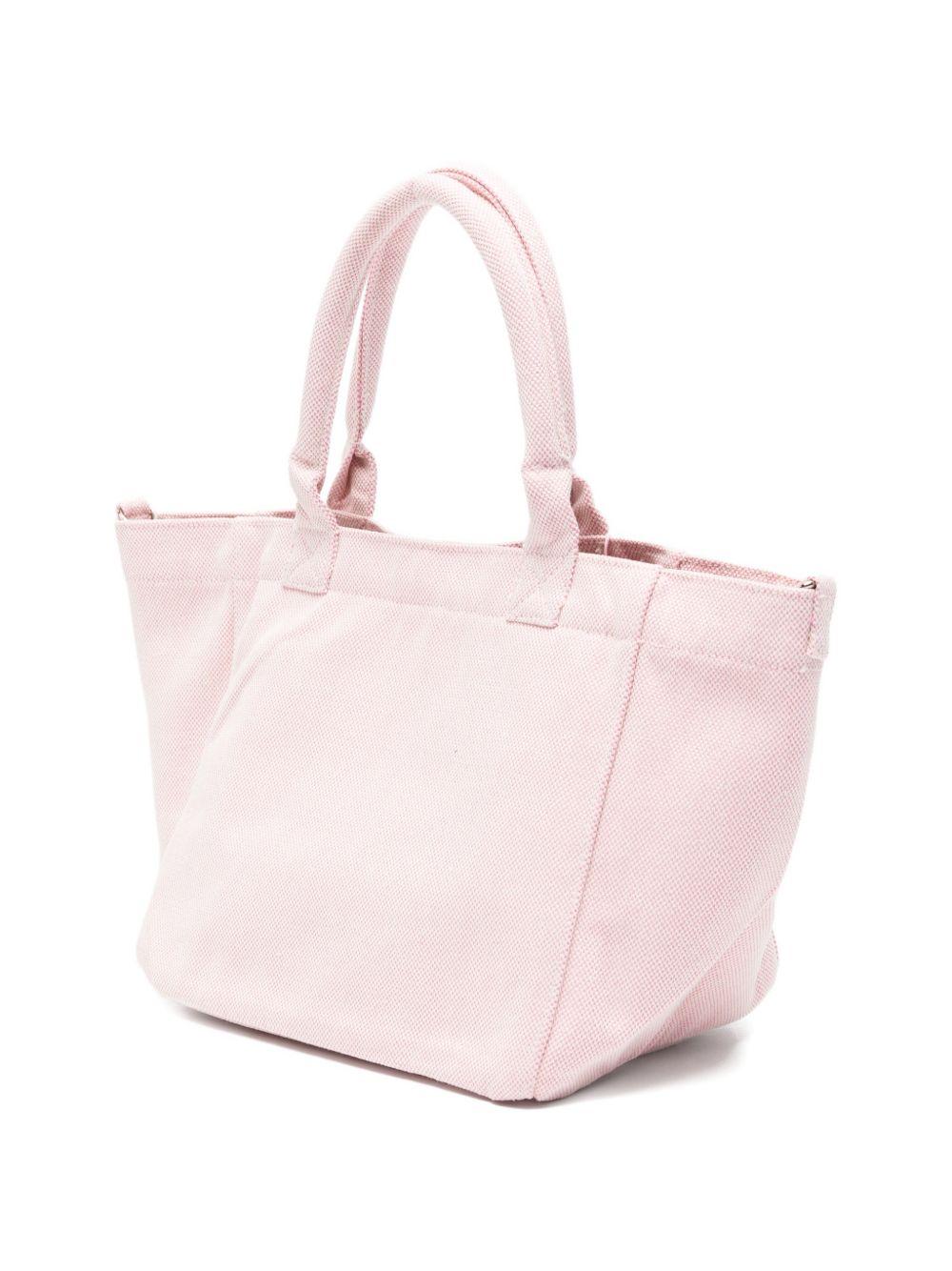 GANNI Borsa shopping rosa con logo e illustrazione grafica 