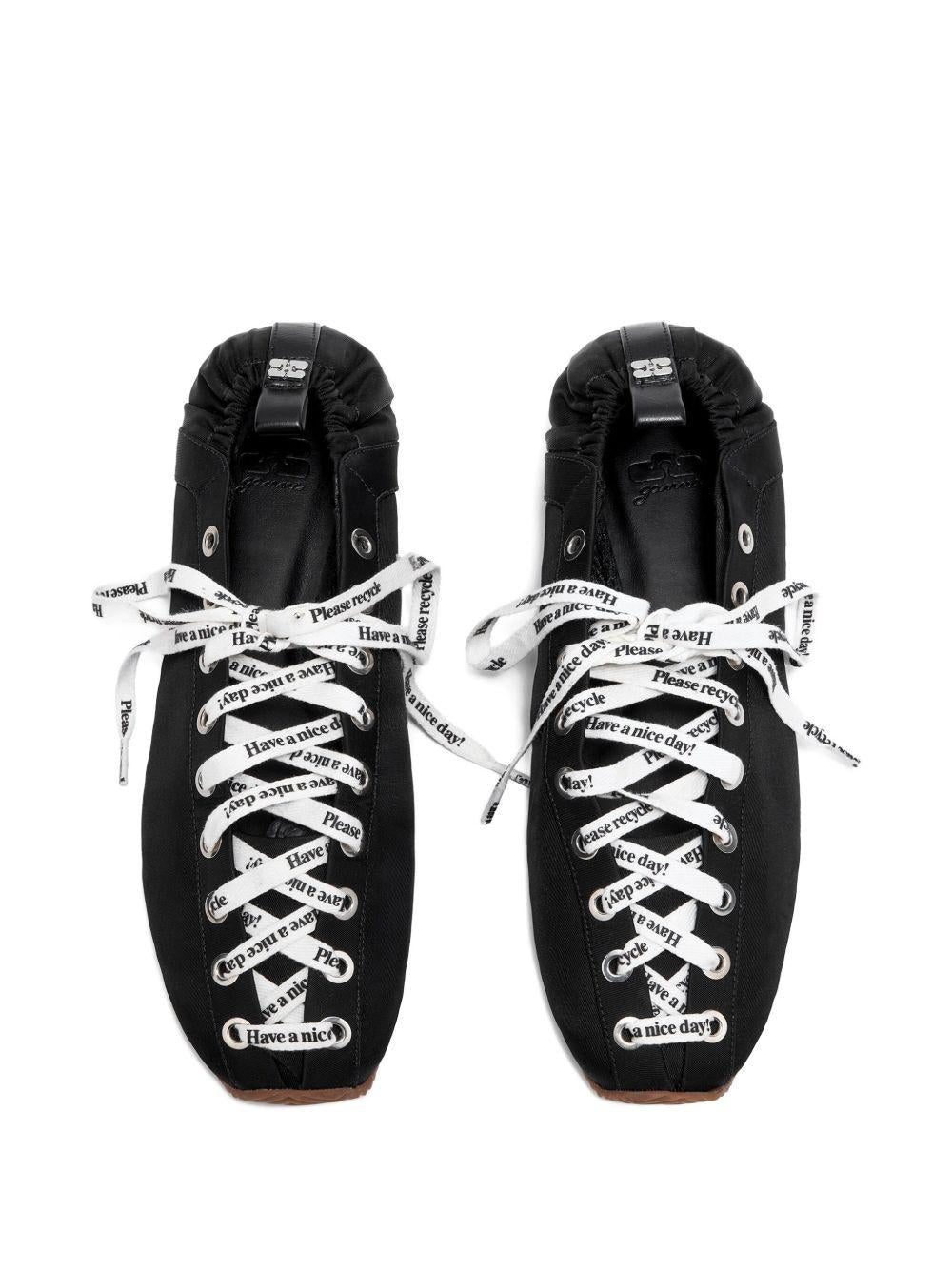 GANNI Ballerine nere con lacci 