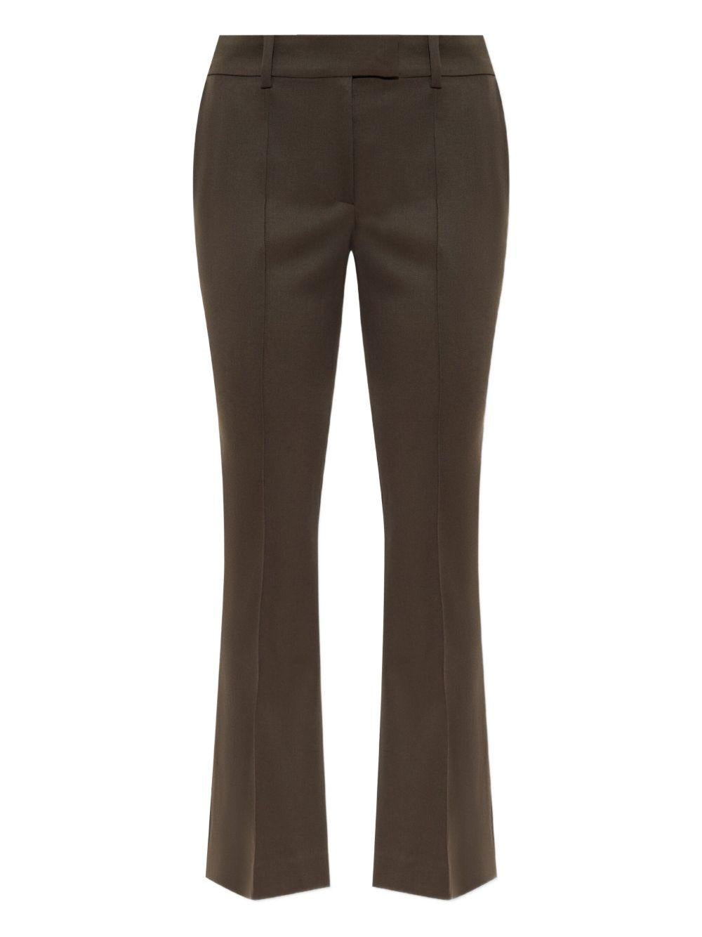 THE ATTICO Pantaloni in gabardine di lana stretch marroni 