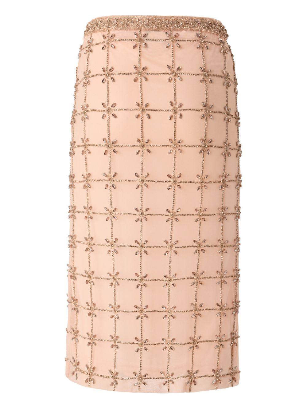 PINKO Gonna midi color pesca con strass 