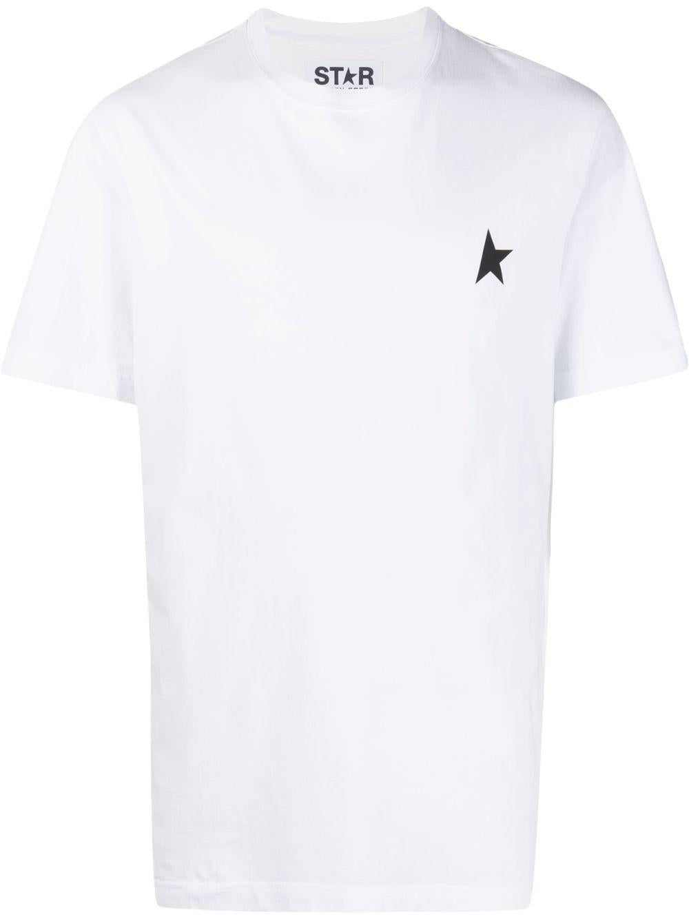 GOLDEN GOOSE T-shirt in cotone bianco con logo iconico a stella nero 