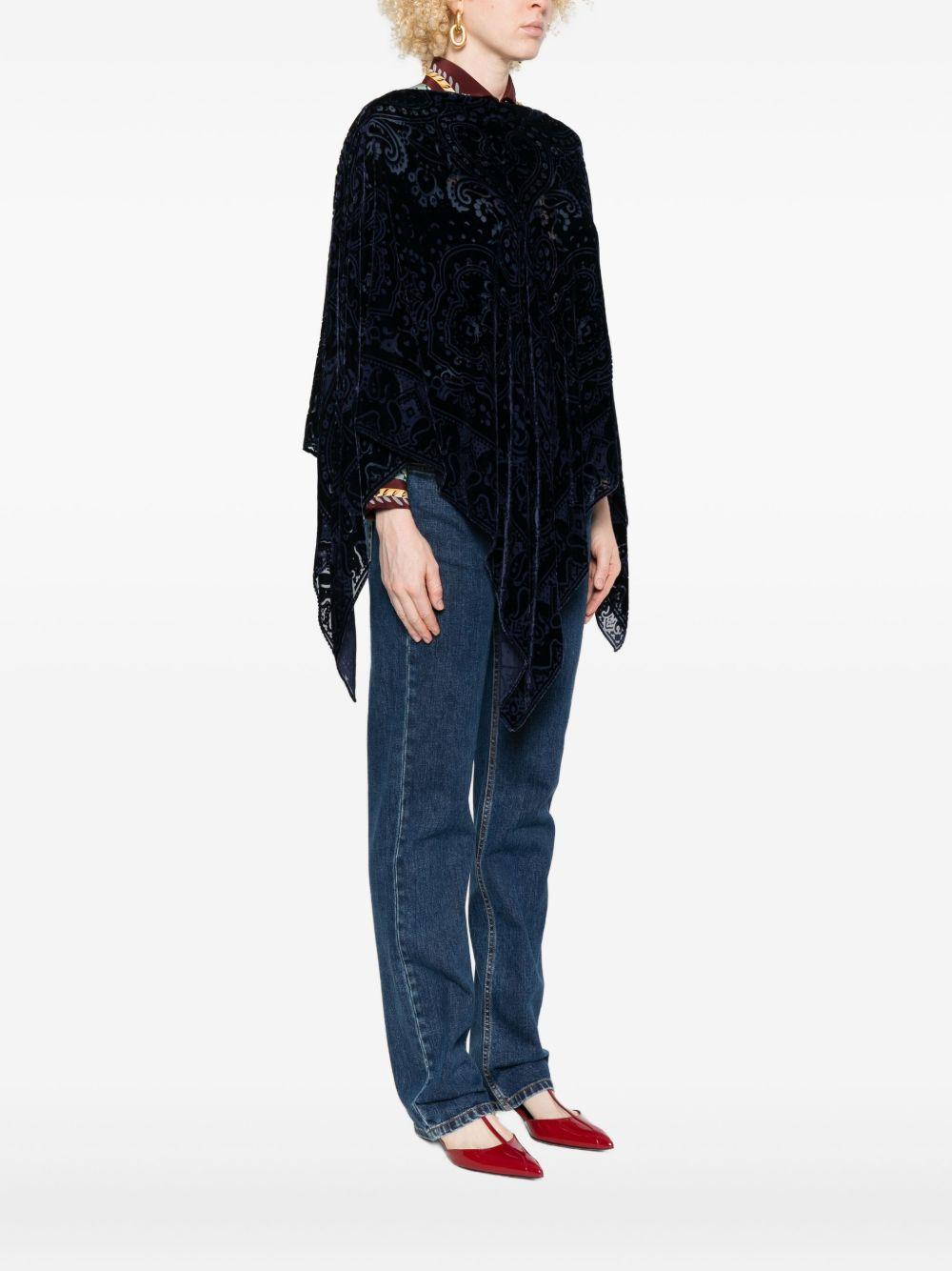 ETRO Poncho blu con stampa paisley 
