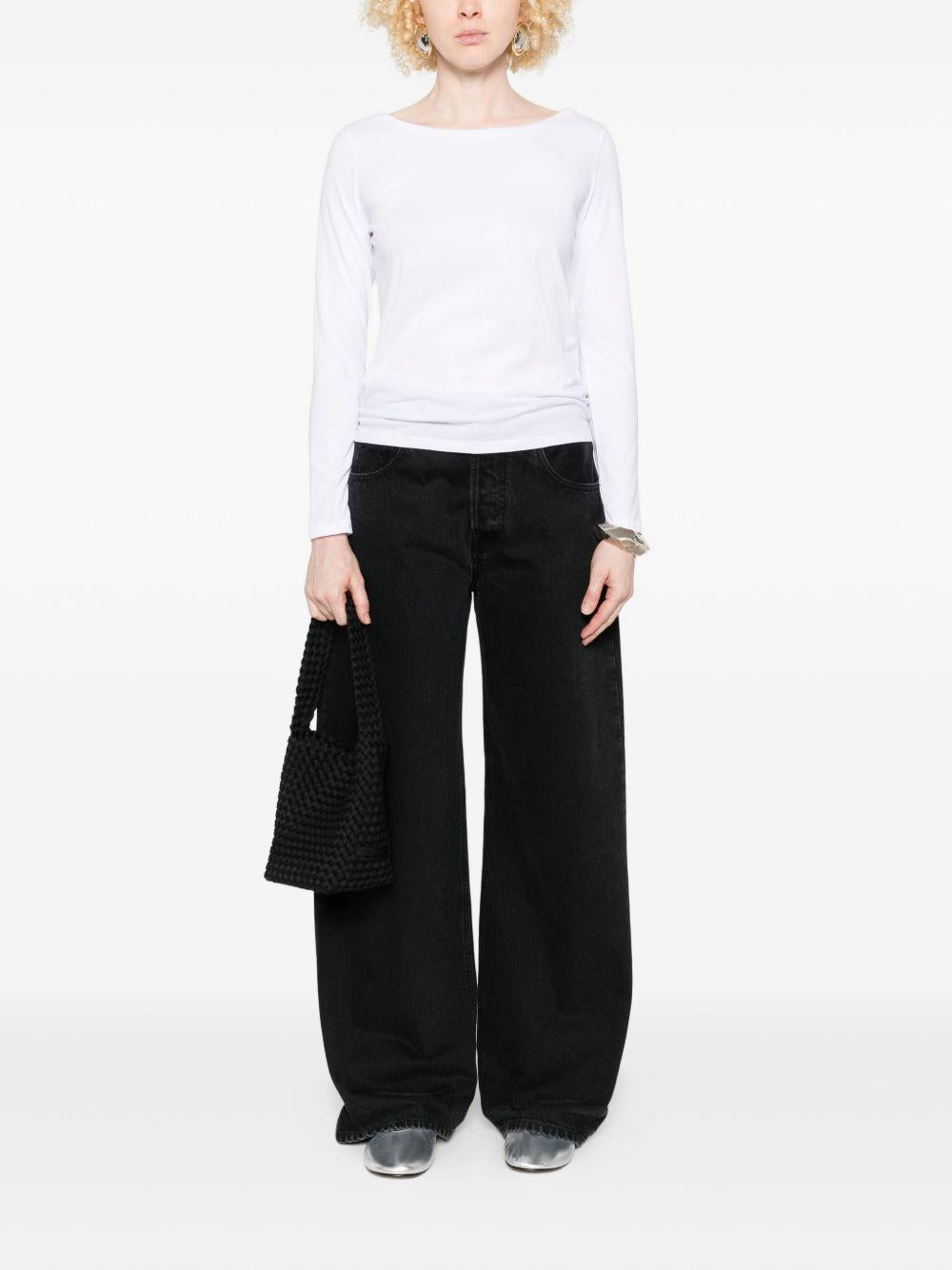 MAJESTIC FILATURES Maglia girocollo in cotone bianco 