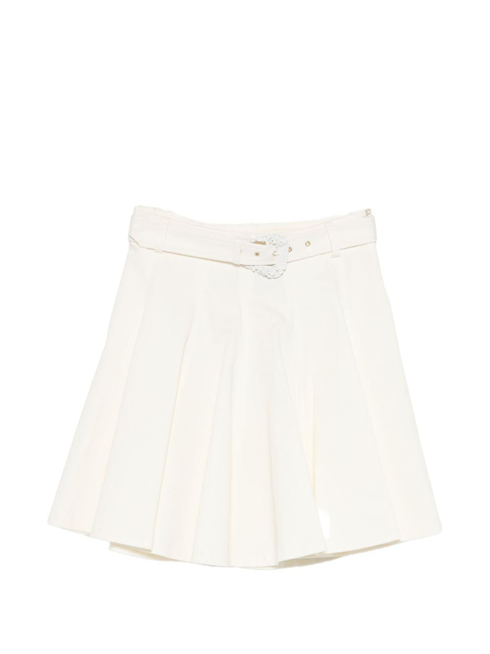 VERSACE JEANS COUTURE Gonna mini in cotone bianco con cintura 