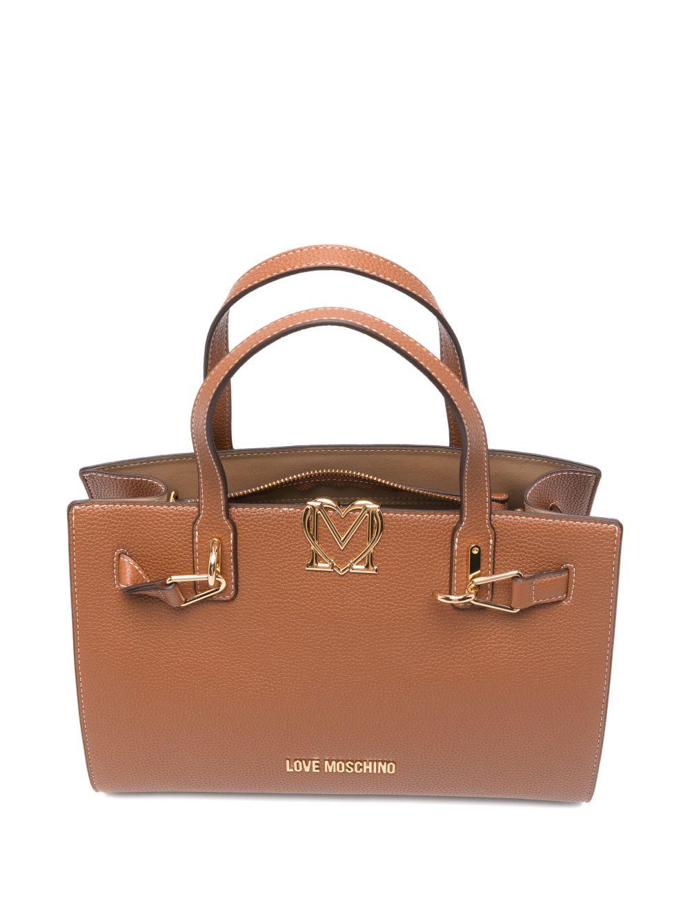 LOVE MOSCHINO Borsa a mano marrone in ecopelle con tracolla 