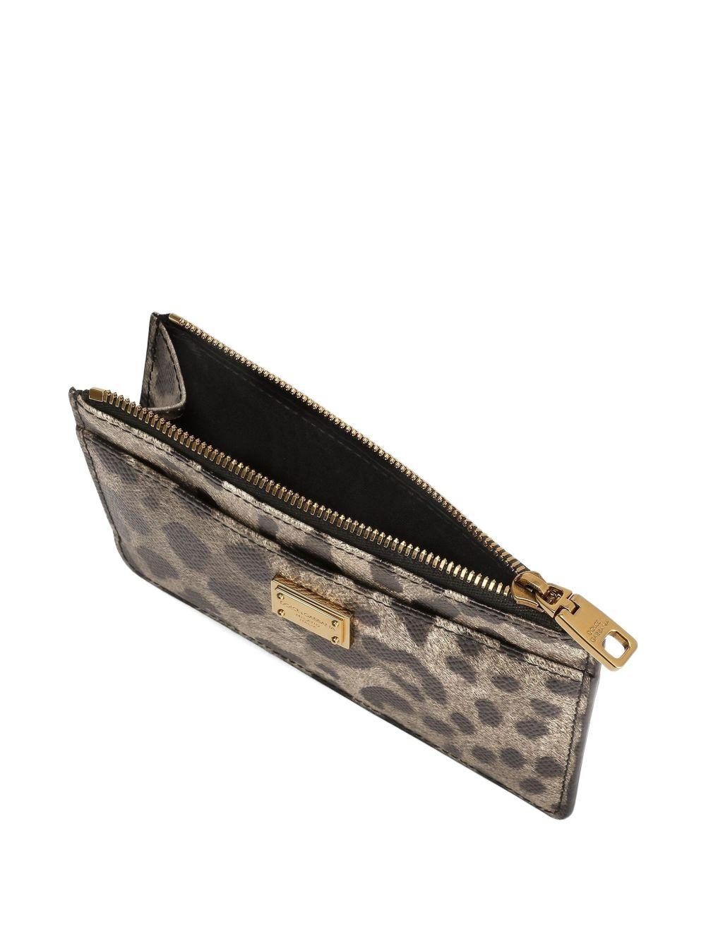 DOLCE e GABBANA Portacarte con zip e targhetta logo in ottone 