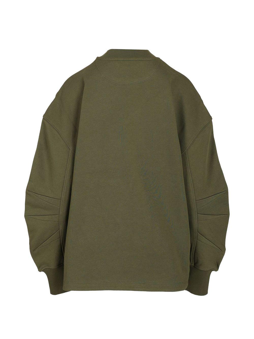 THE ATTICO Felpa verde oliva con logo ricamato e dettaglio cut-out 