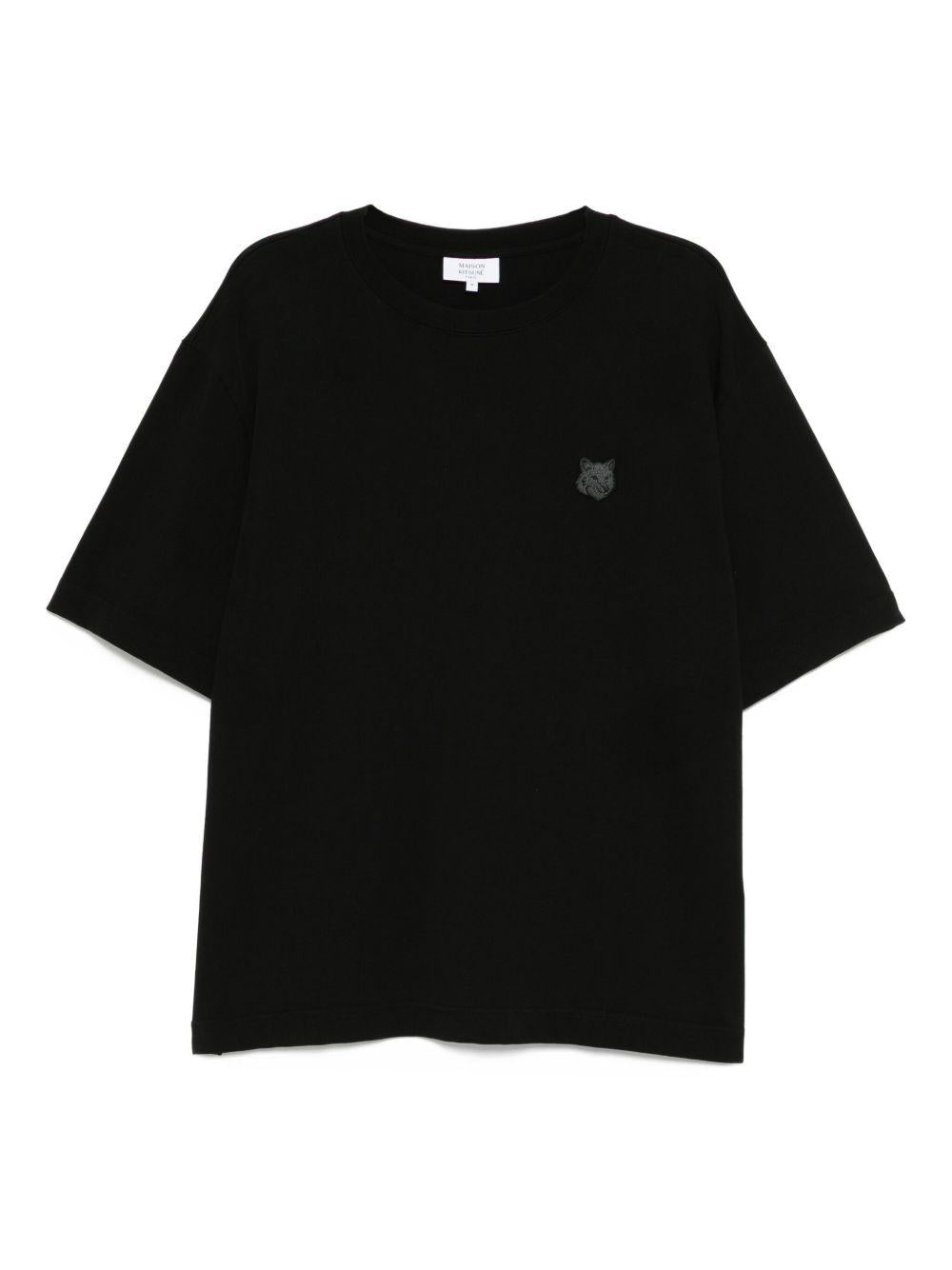 MAISON KITSUNE T-shirt a maniche corte nera in cotone con logo 