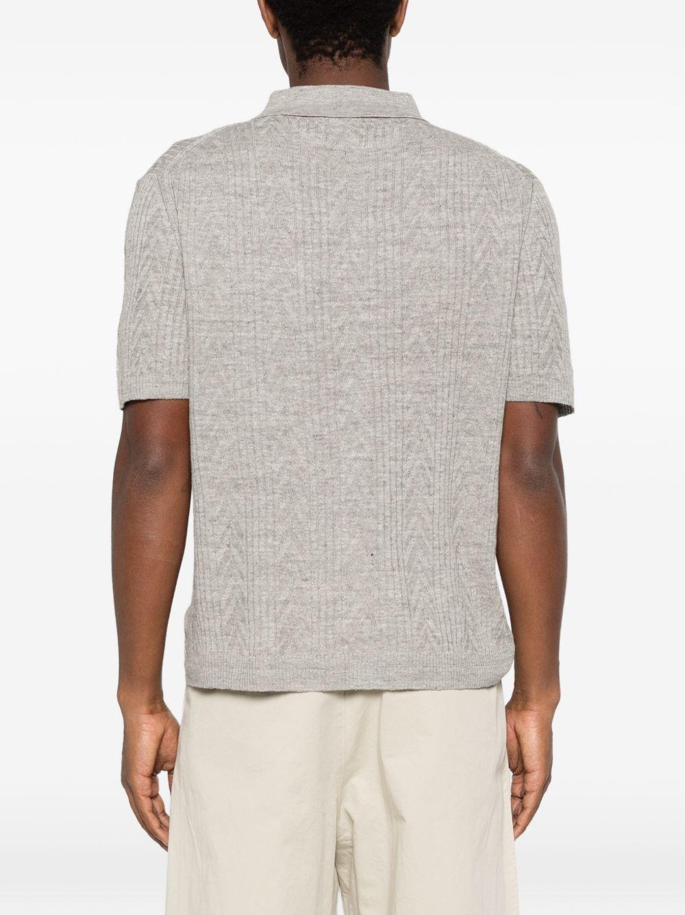 DANIELE FIESOLI Polo in cotone grigio a maglia costine con colletto a punte 