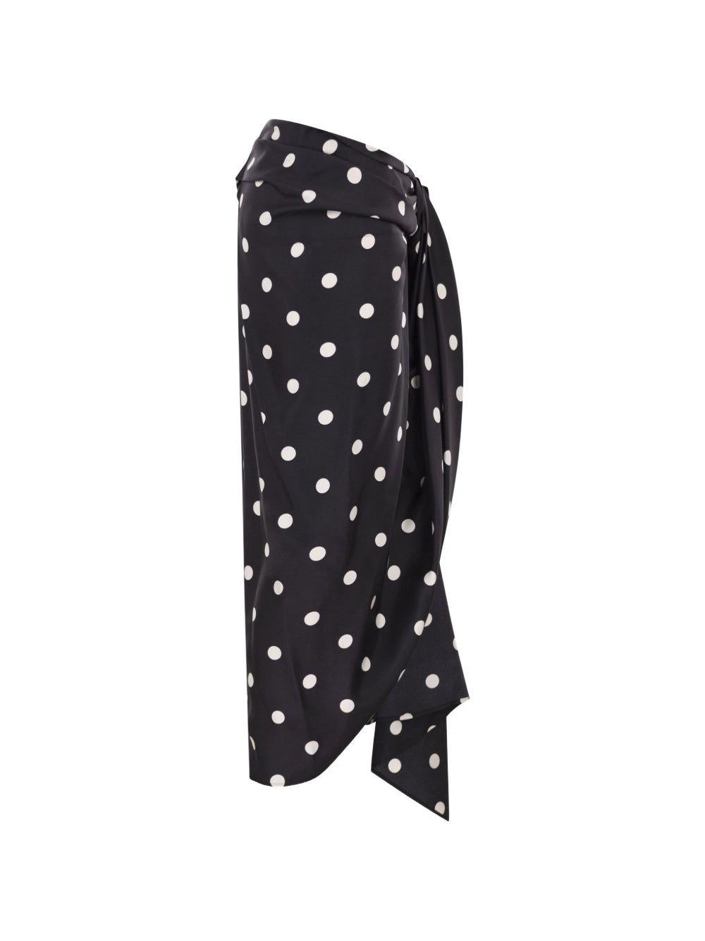 SPORTMAX Gonna midi nera a pois 