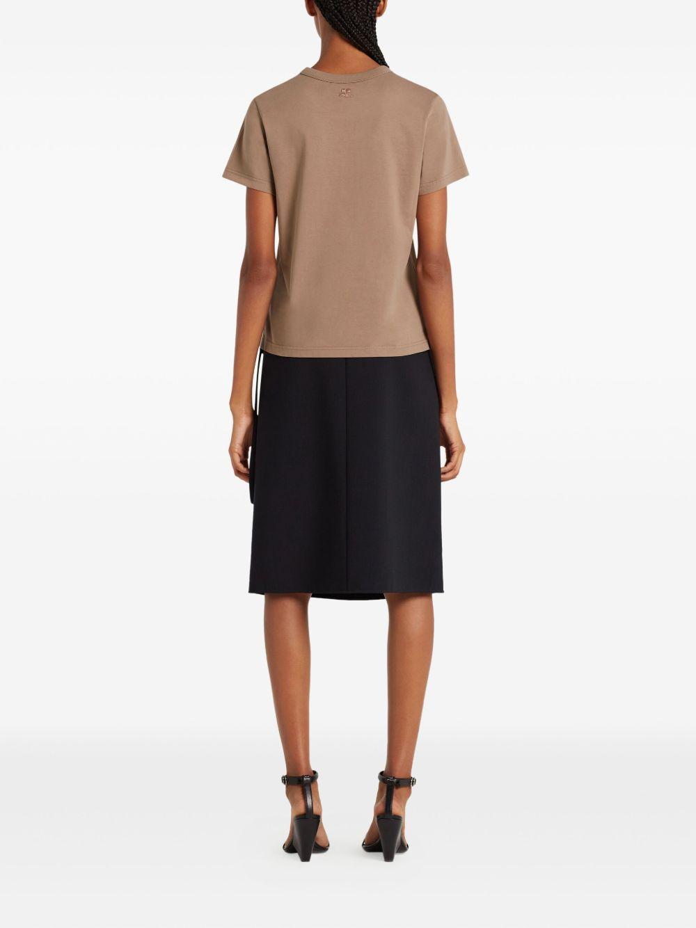 COURREGES T-shirt marrone con logo sul petto 