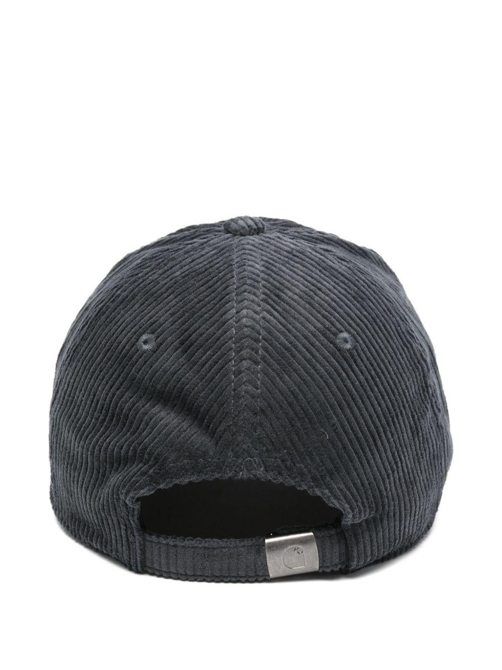 CARHARTT WIP Cappello grigio in tessuto a coste con logo 