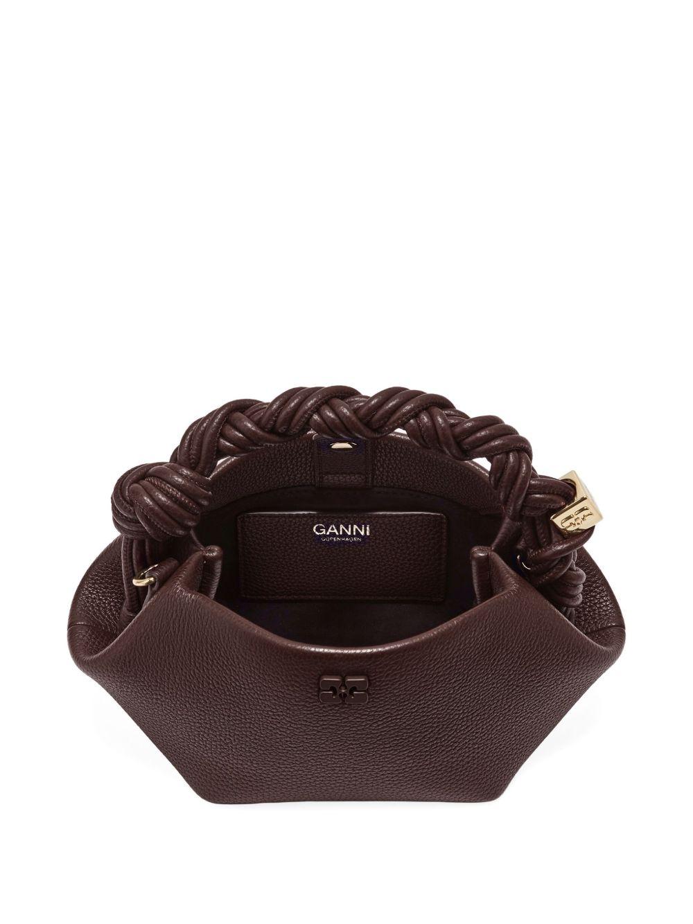 GANNI Borsa a mano con manico intrecciato e logo Butterfly tono su tono 