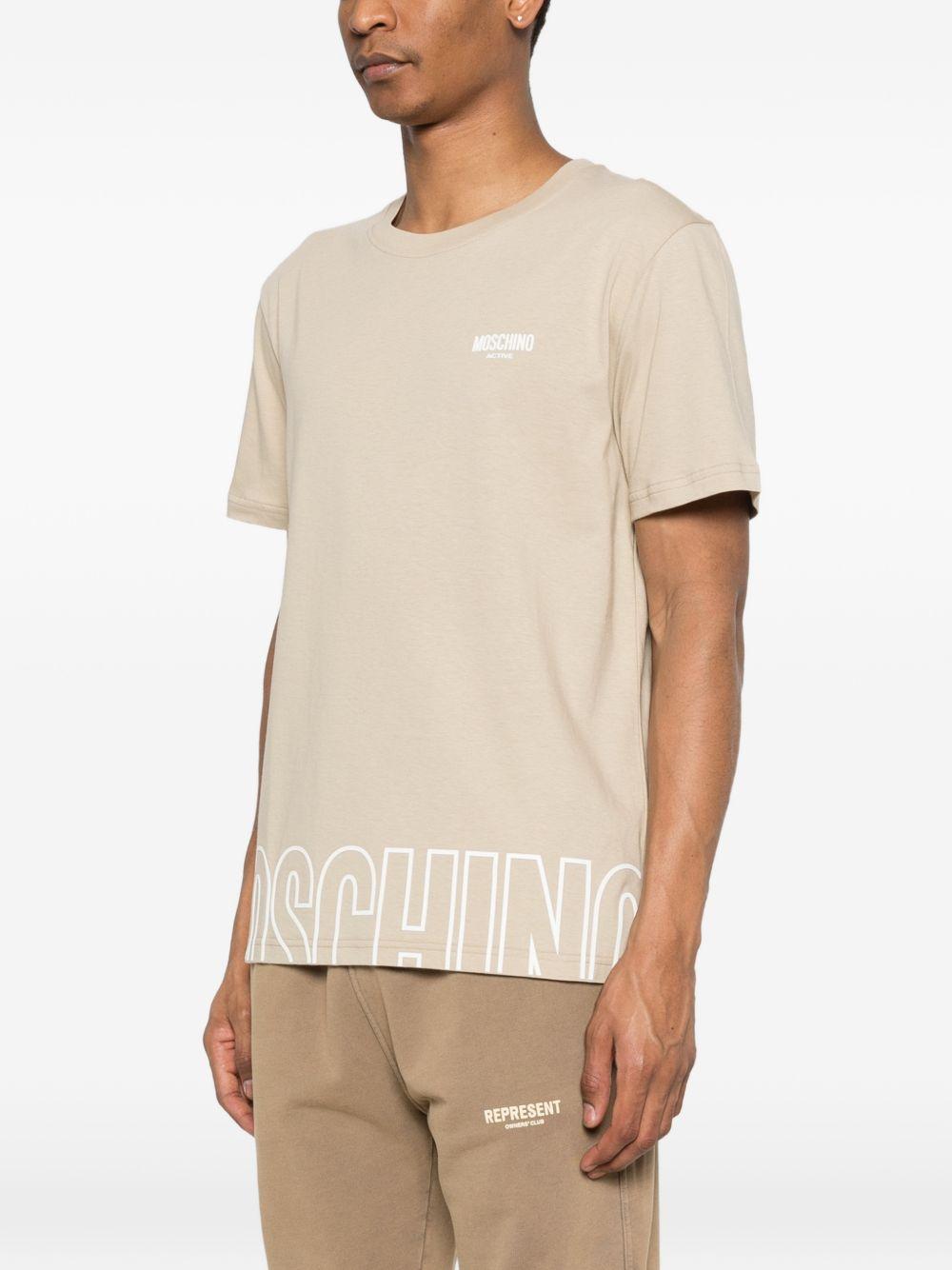 MOSCHINO UNDERWEAR T-shirt beige con logo e design grafico 