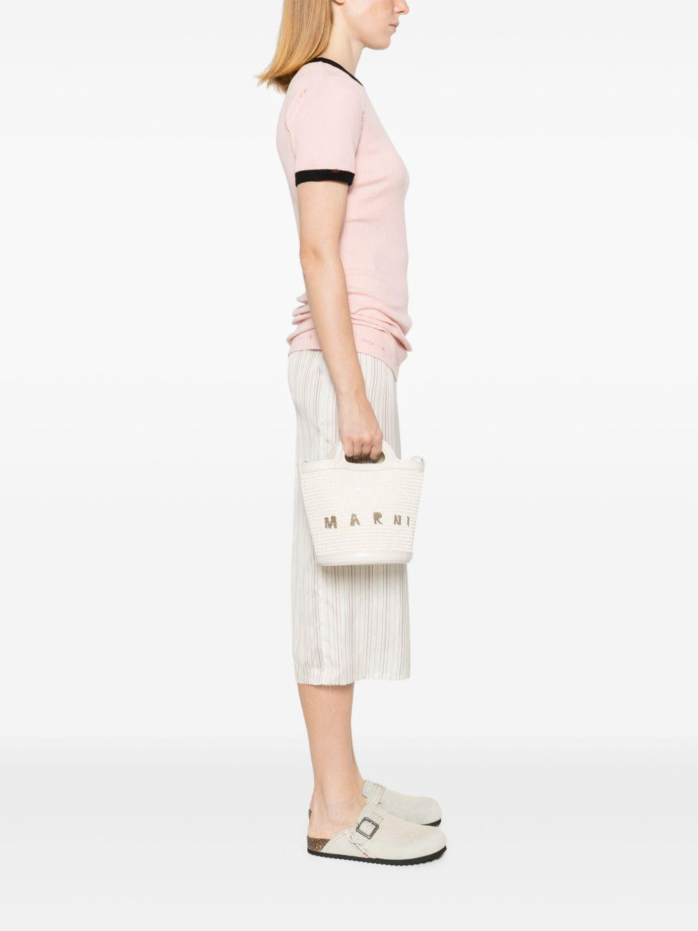 MARNI Borsa a secchiello Mini Puket bianca 