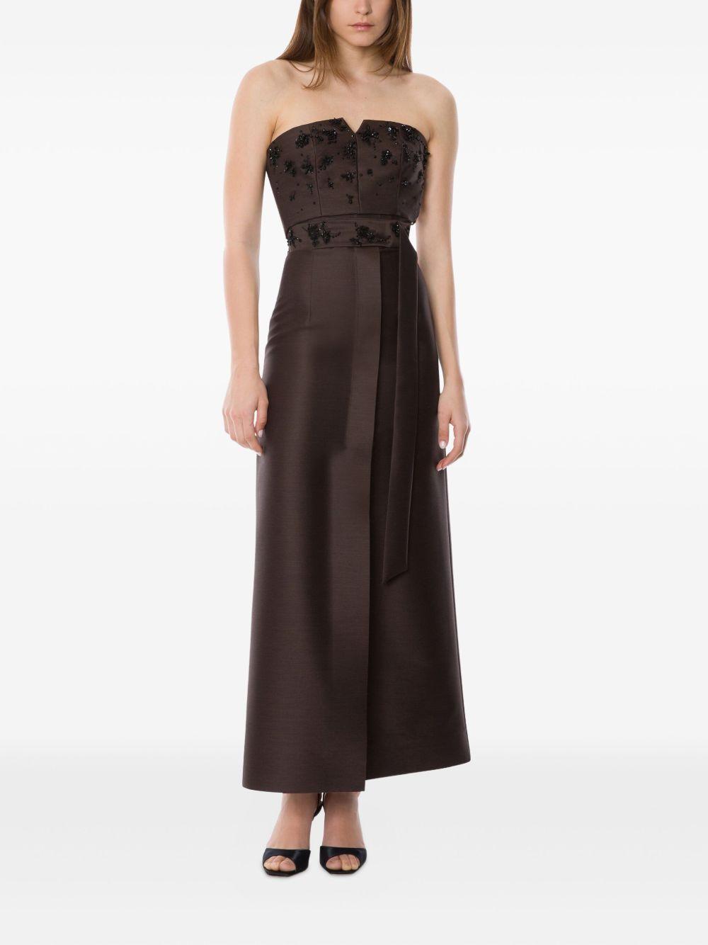 ALBERTA FERRETTI Gonna midi in raso marrone 