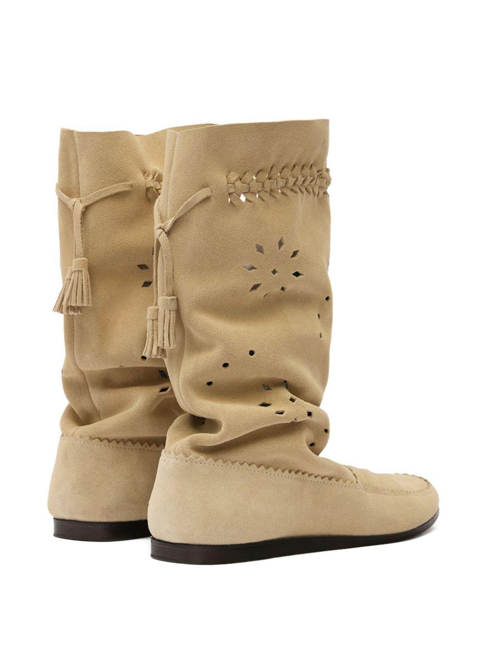 ISABEL MARANT Stivali in suede sabbia con dettagli cut-out 