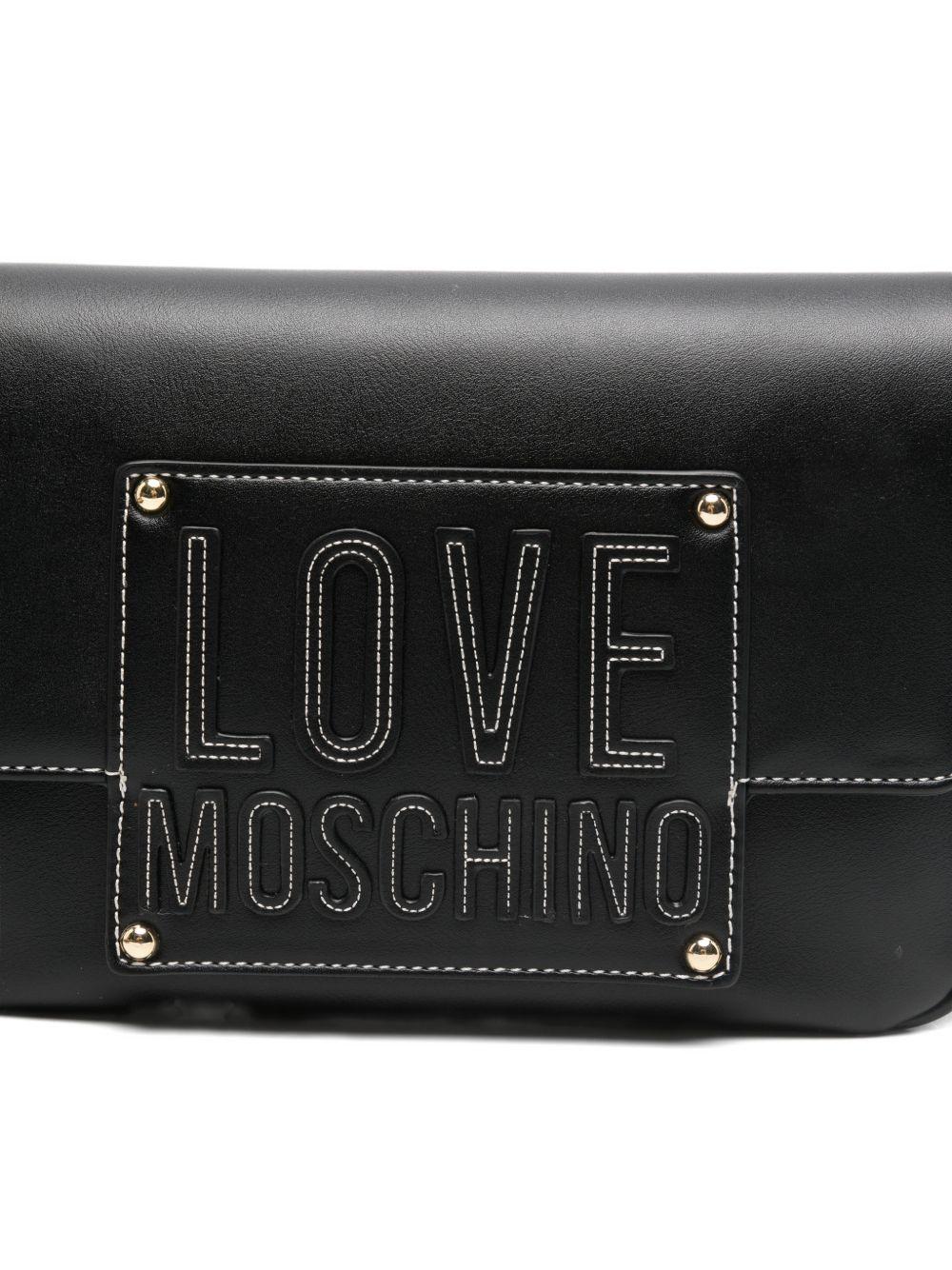 LOVE MOSCHINO Borsa in ecopelle nera e beige con logo 