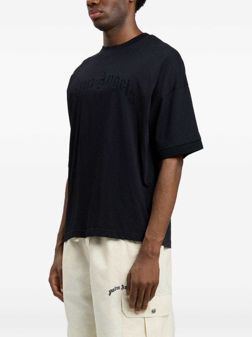 PALM ANGELS T-shirt in cotone nero con logo nero 