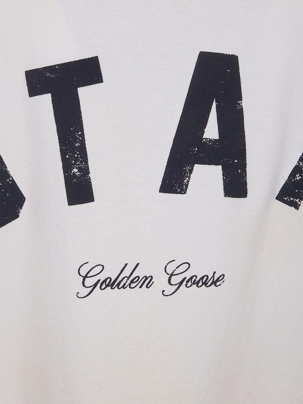 GOLDEN GOOSE T-shirt in cotone avorio a maniche corte 