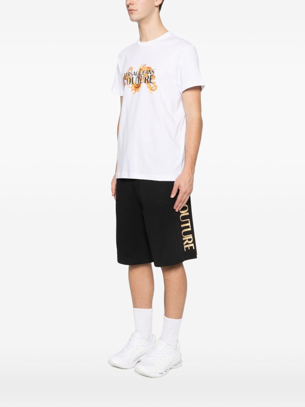 VERSACE JEANS COUTURE T-shirt in cotone bianco con stampa 