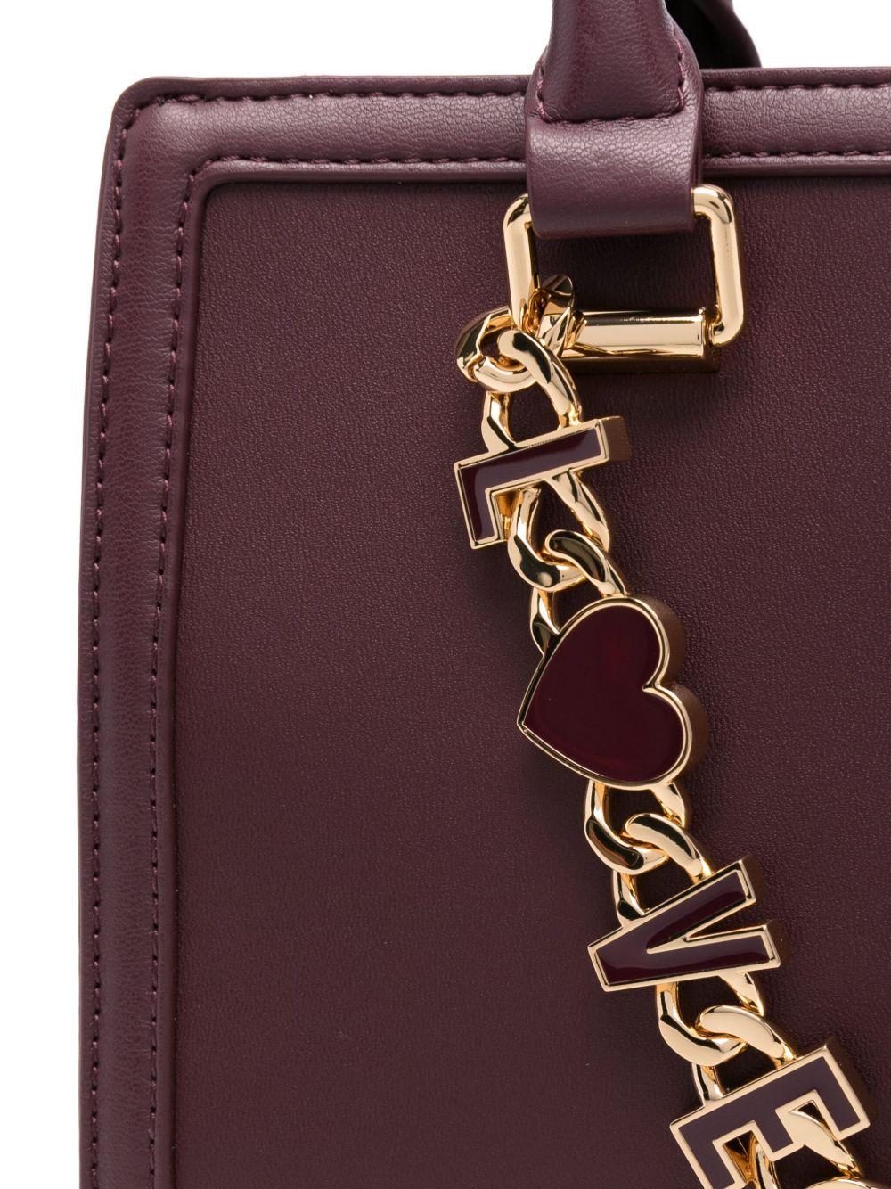 LOVE MOSCHINO Borsa a mano bordeaux con catena logo 