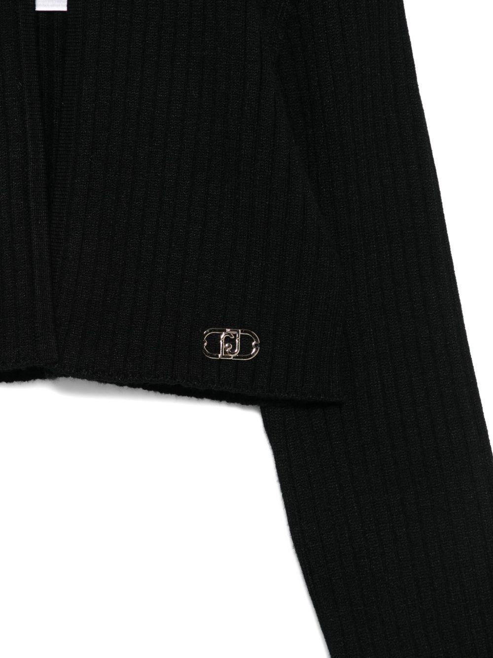 LIUJO Cardigan nero in maglia a costine 