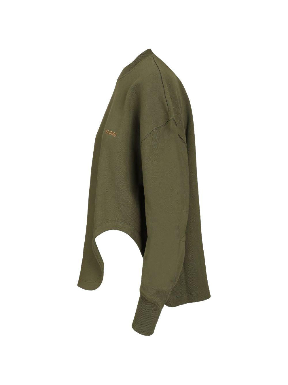 THE ATTICO Felpa verde oliva con logo ricamato e dettaglio cut-out 