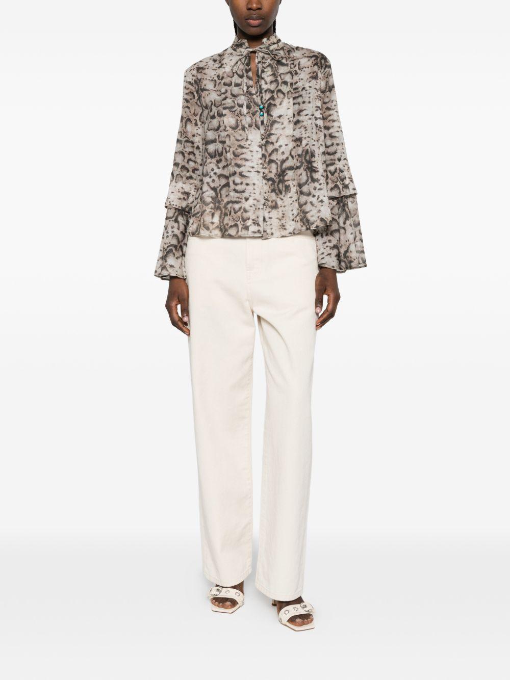 PINKO Blusa Caracalla in cotone con stampa animalier 