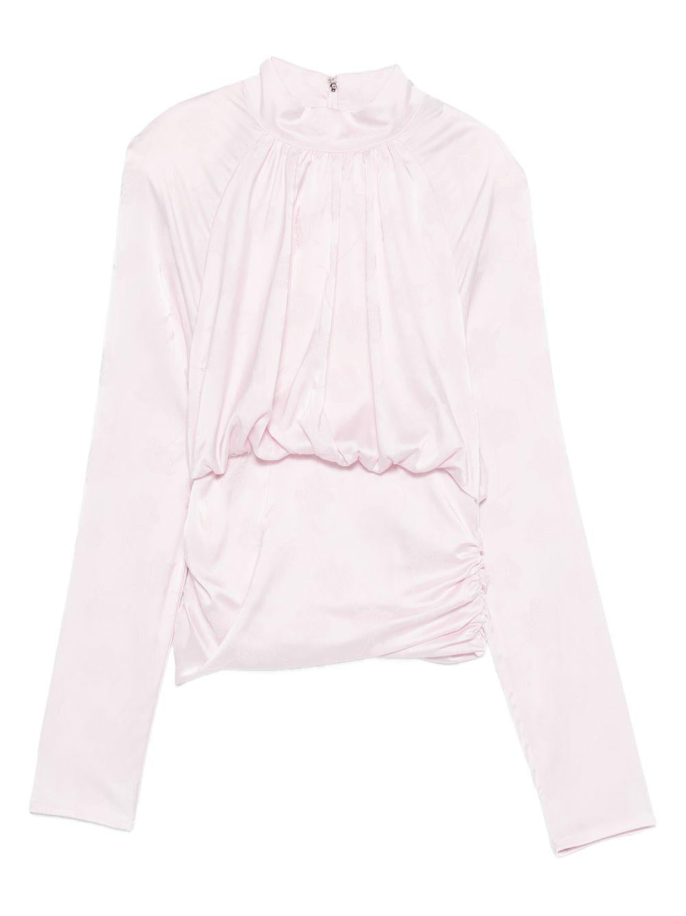 ROTATE Top rosa cipria con grafica floreale all-over 