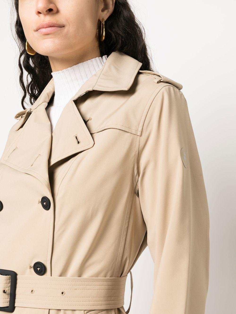 SAVE THE DUCK Trench Audrey doppiopetto beige con cintura 