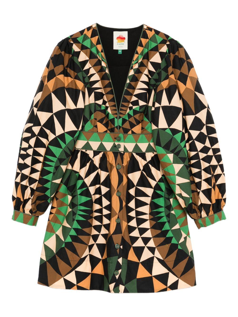 FARM RIO Abito con stampa geometrica in cotone multicolore 