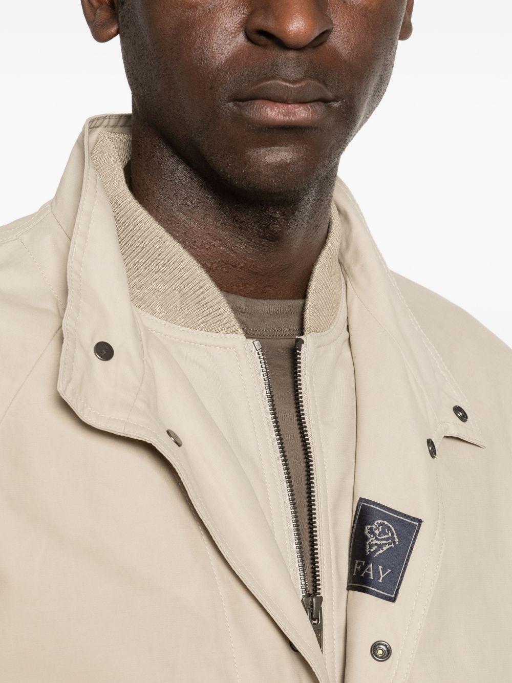 FAY Bomber zip-up beige con fondo a costine 