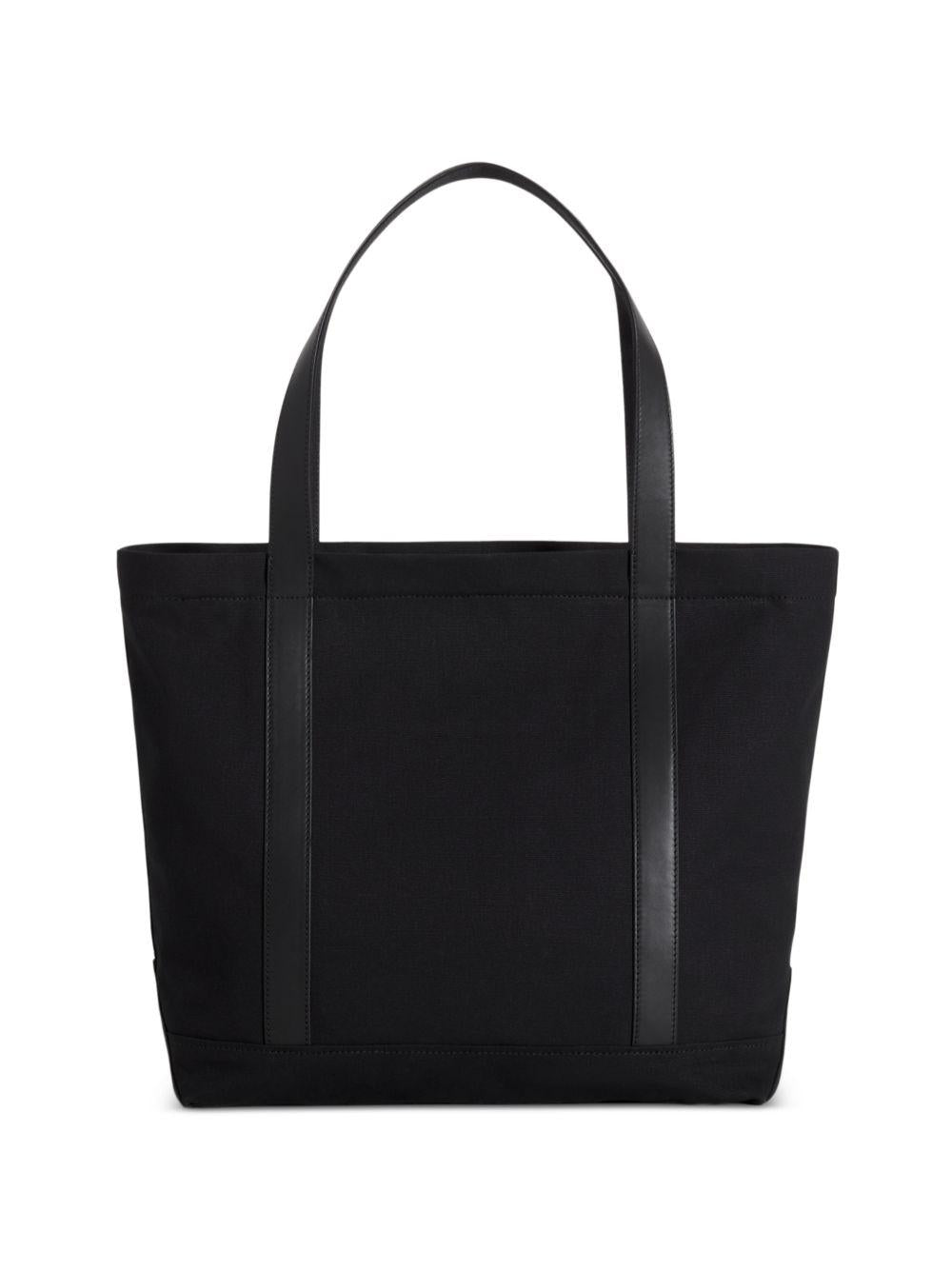 MAISON KITSUNE Borsa a mano con tasca esterna e logo ricamato nero 