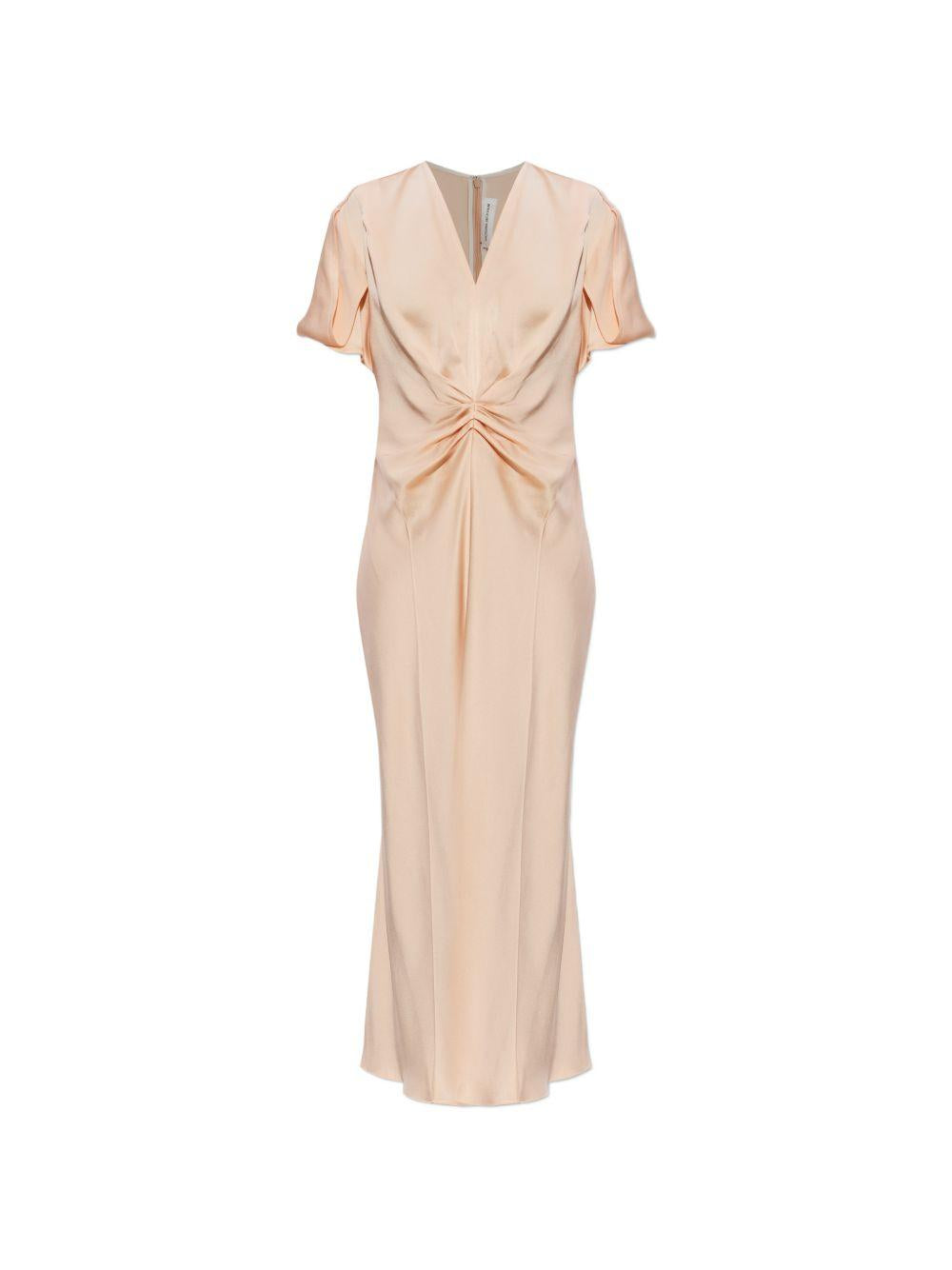 VICTORIA BECKHAM Abito midi pesca increspato 